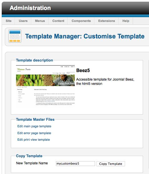 透過「Copy Template」複製現有佈景主題