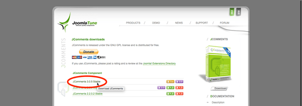 下載適用於 Joomla! 3 的元件檔案
